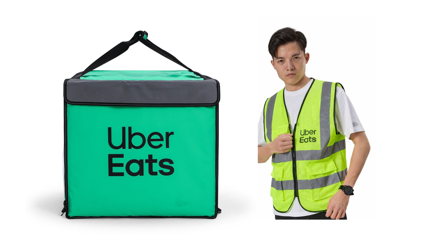 【安全開通組】Uber Eats 反光保溫袋（綠）升級版 + 反光背心